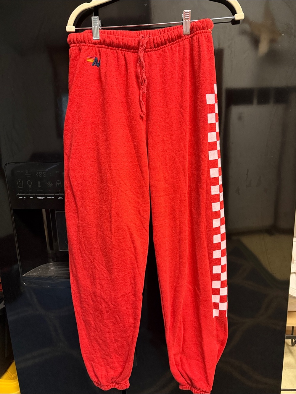 Aviator Nation Women’s Red Checker Side-Stripe Sweatpants